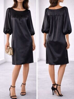 Max & Cleo Satin Balloon Sleeve Midi Dress